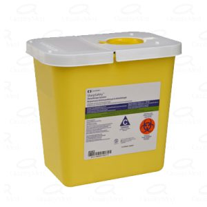RECOLECTOR DE POLIPROPILENO PARA  RESIDUOS LÍQUIDOS BIOLÓGICO INFECCIOSOS CON TAPA, BISAGRA COLOR AMARILLO  DE 7.57 LT